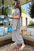 Sandbar Linen Blend Drape Front Cap Sleeve Gilet Mocha